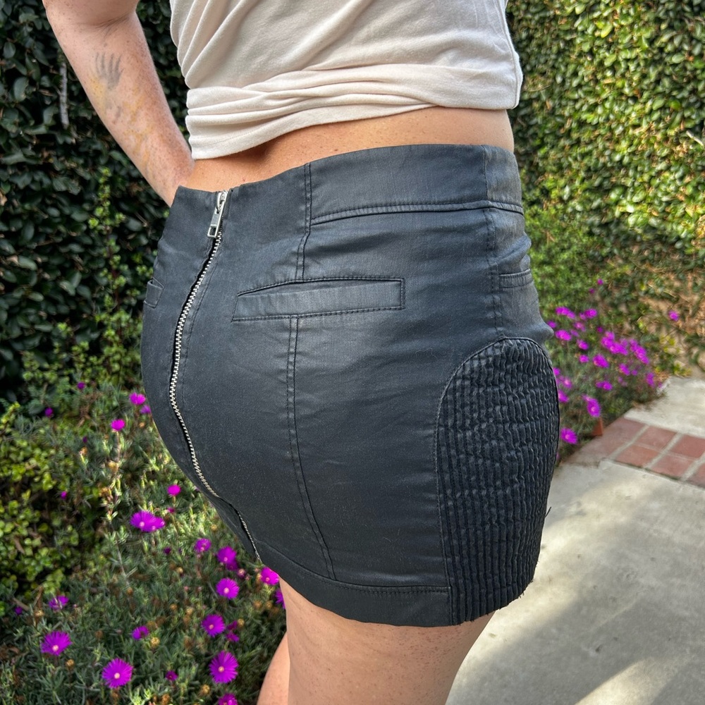 All Saints Gray Ribbed Mini Skirt